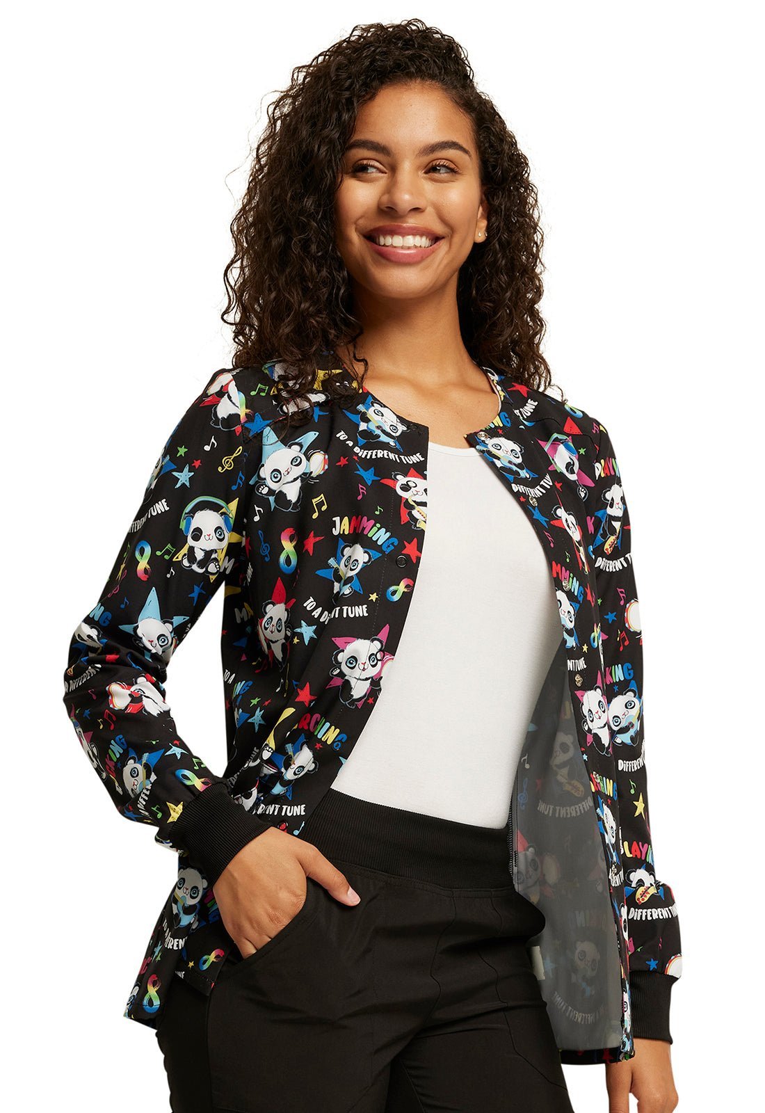 Different Tune Dickies Autism Awareness Print Snap Front Scrub Jacket DK309 DFTN - Scrubs Select