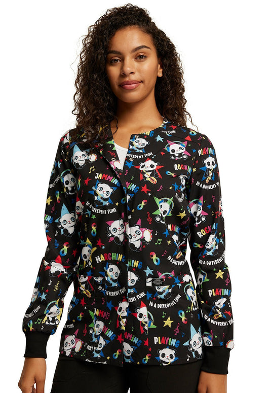 Different Tune Dickies Autism Awareness Print Snap Front Scrub Jacket DK309 DFTN - Scrubs Select