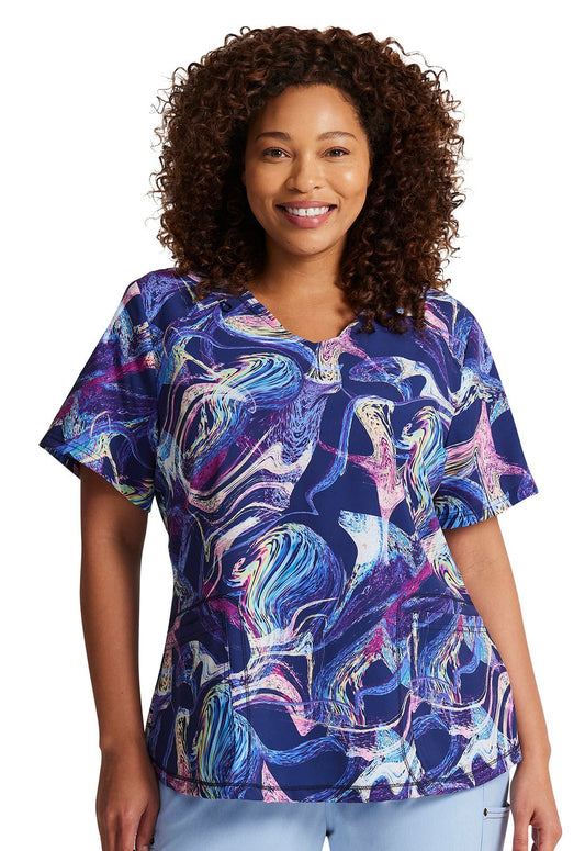 Digital Waves Dickies Dynamix Print V Neck Scrub Top DK623 DGWV - Scrubs Select