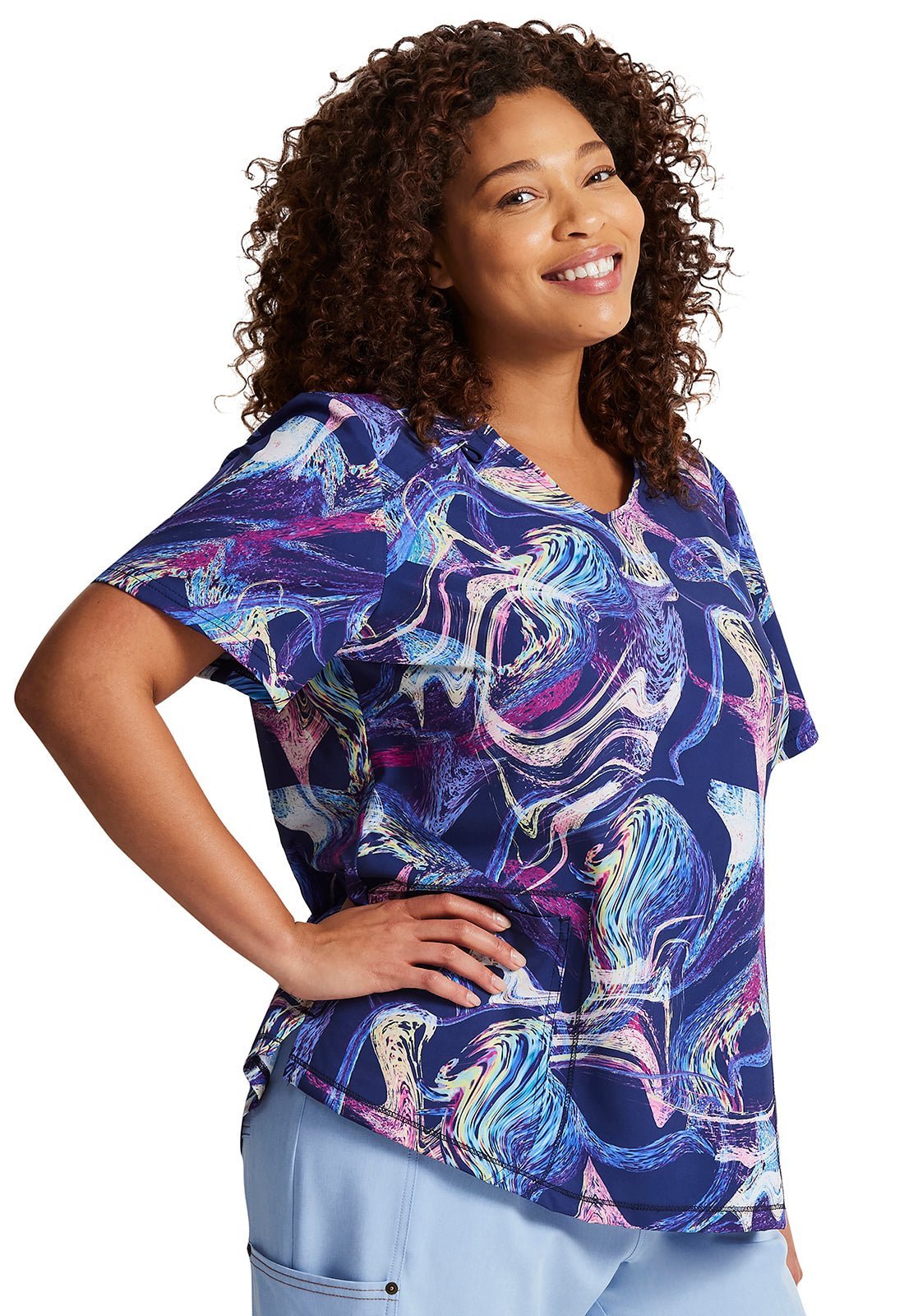 Digital Waves Dickies Dynamix Print V Neck Scrub Top DK623 DGWV - Scrubs Select