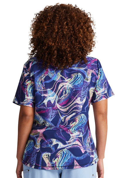 Digital Waves Dickies Dynamix Print V Neck Scrub Top DK623 DGWV - Scrubs Select