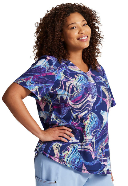 Digital Waves Dickies Dynamix Print V Neck Scrub Top DK623 DGWV - Scrubs Select