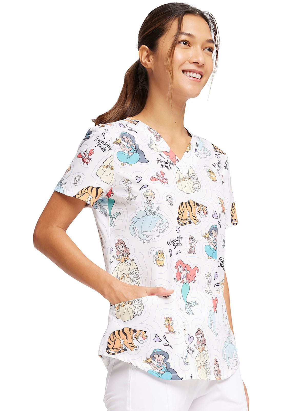 Disney Princesses Tooniforms Disney V - Neck Scrub Top TF736 PRDG - Scrubs Select