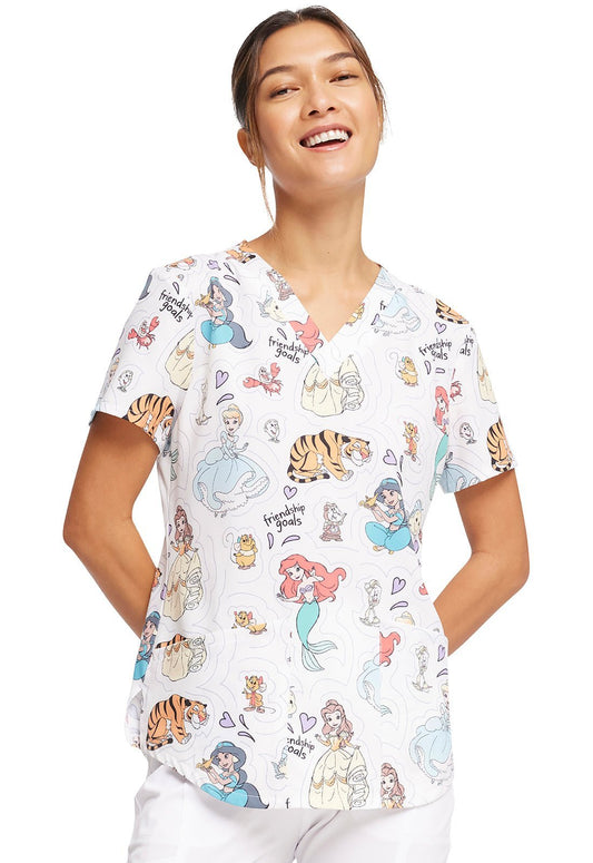 Disney Princesses Tooniforms Disney V - Neck Scrub Top TF736 PRDG - Scrubs Select
