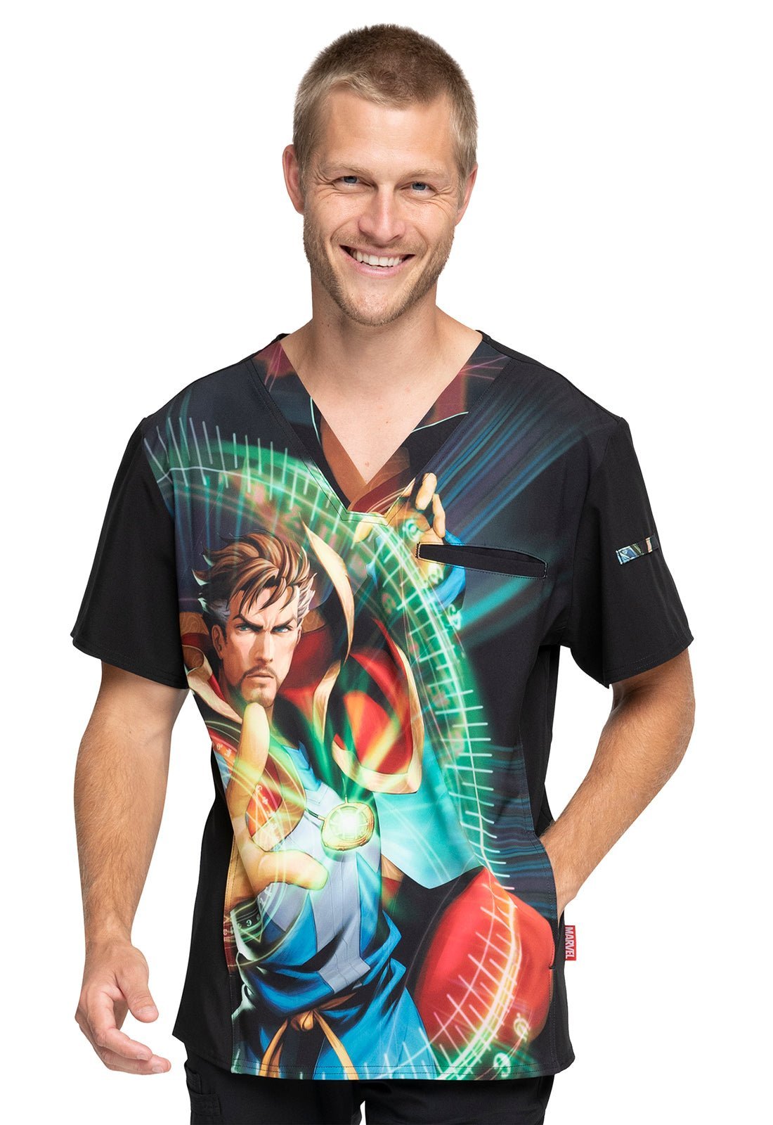 Doctor Strange Tooniforms Marvel Men's V Neck Scrub Top TF700 MADS - Scrubs Select