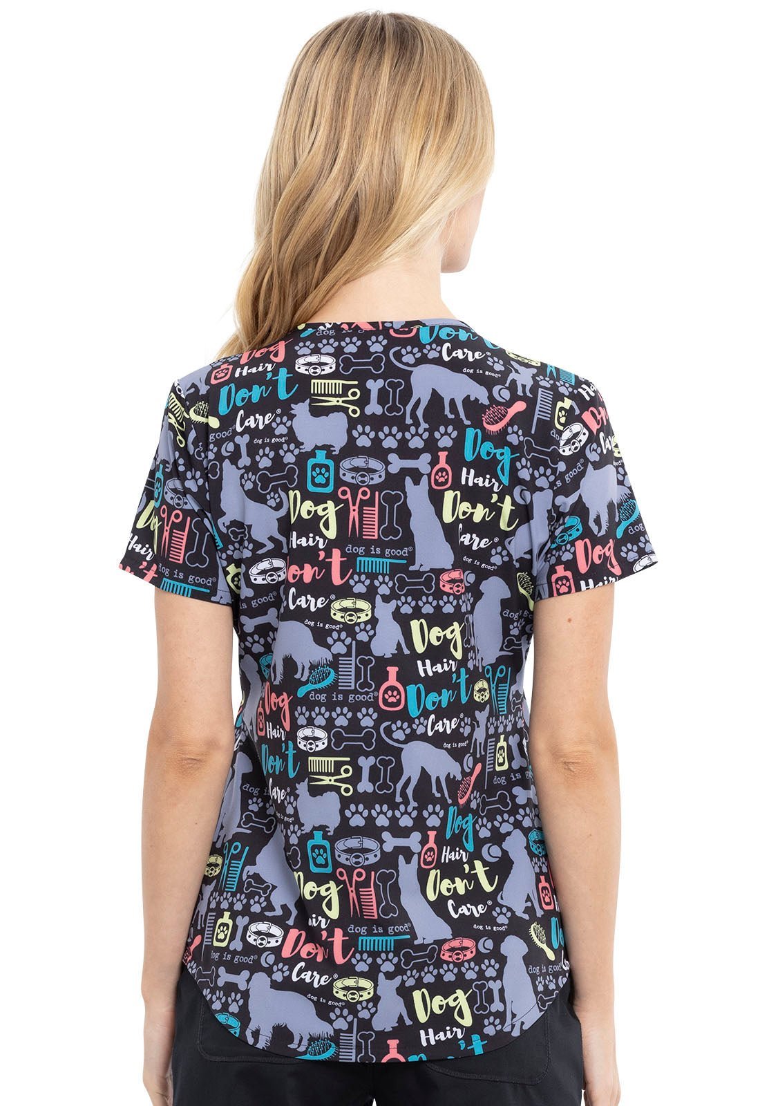 Dog Cherokee Dog is Good Print V Neck Scrub Top CK637 OGDC - Scrubs Select