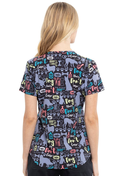 Dog Cherokee Dog is Good Print V Neck Scrub Top CK637 OGDC - Scrubs Select