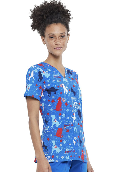 Dog Cherokee Print Dog Is Good V Neck Scrub Top CK671 OGBF - Scrubs Select