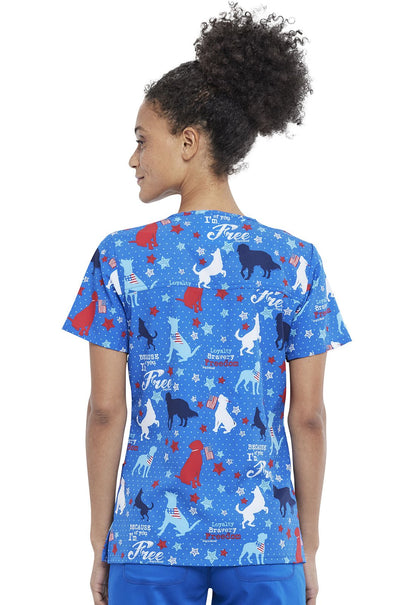 Dog Cherokee Print Dog Is Good V Neck Scrub Top CK671 OGBF - Scrubs Select