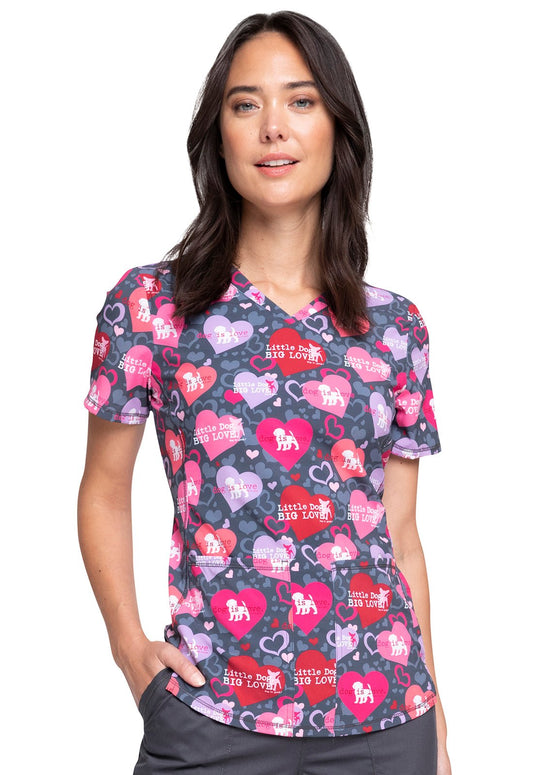 Dog Cherokee Print Dog Is Good V Neck Scrub Top CK703 OGDL - Scrubs Select