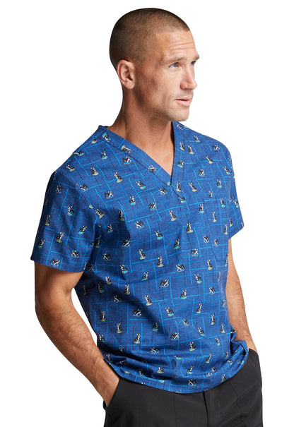 Dog Dickies Print Men's V Neck Scrub Top DK725 DGCL - Scrubs Select