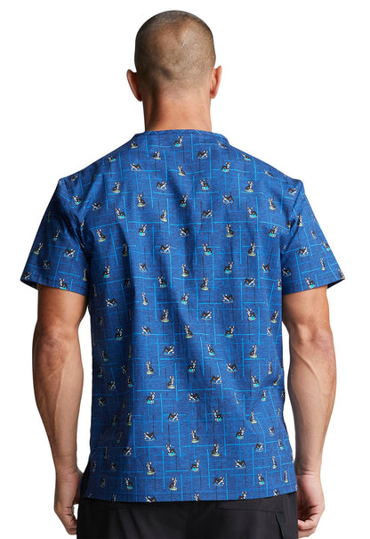 Dog Dickies Print Men's V Neck Scrub Top DK725 DGCL - Scrubs Select