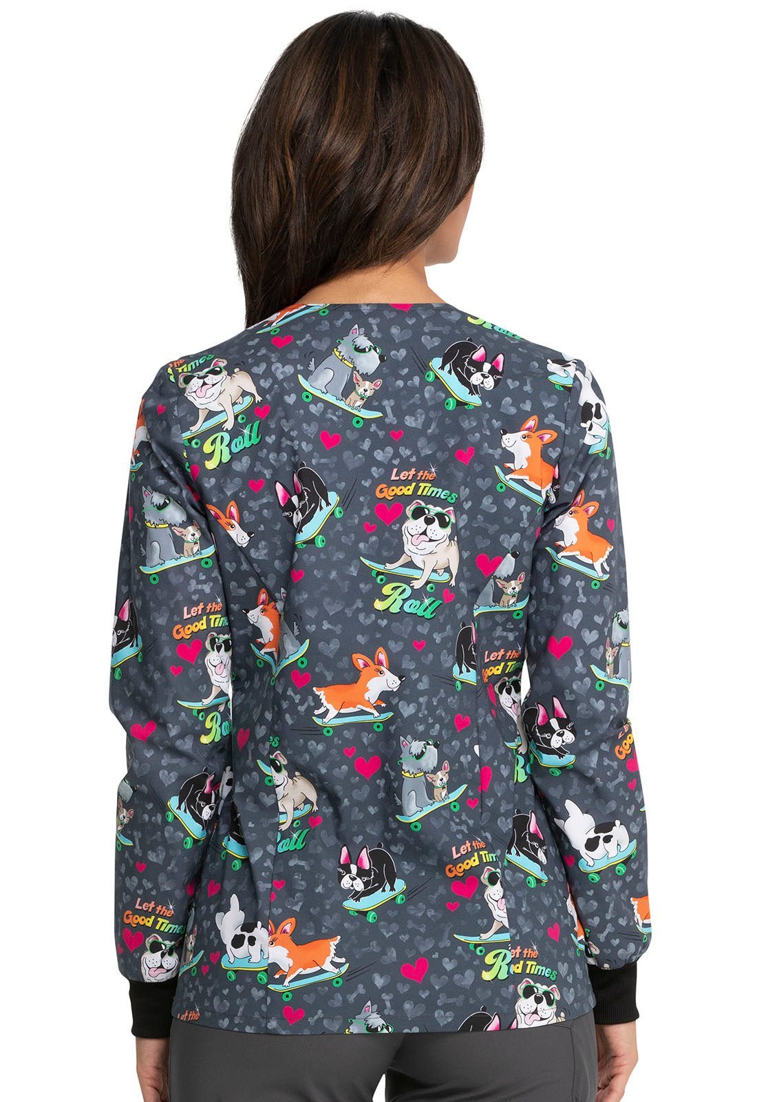 Dog Dickies Print Snap Front Scrub Jacket DK306 GOOT - Scrubs Select
