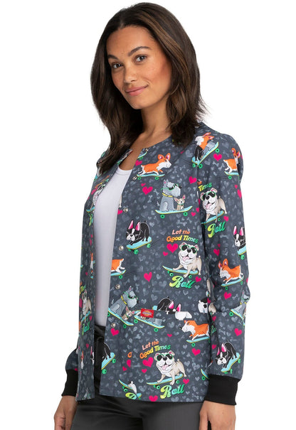 Dog Dickies Print Snap Front Scrub Jacket DK306 GOOT - Scrubs Select