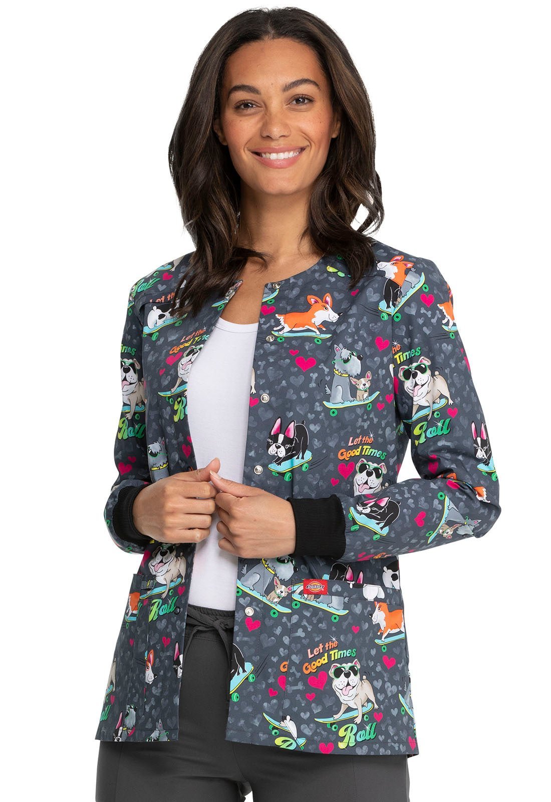 Dog Dickies Print Snap Front Scrub Jacket DK306 GOOT - Scrubs Select