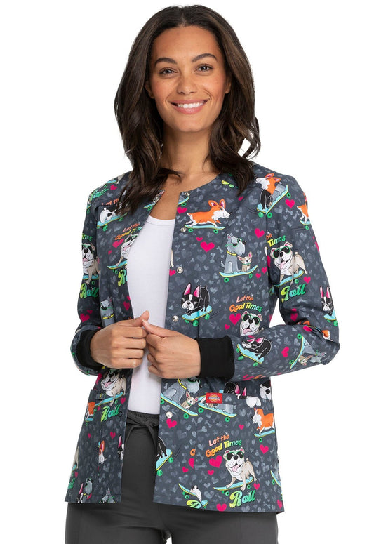 Dog Dickies Print Snap Front Scrub Jacket DK306 GOOT - Scrubs Select