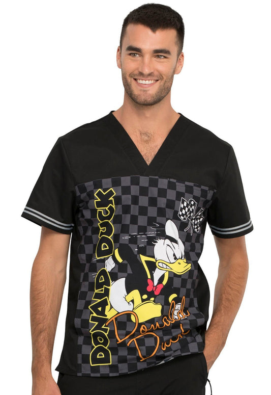 Donald Duck Tooniforms Licensed Disney Men's V Neck Scrub Top TF702 MKSD - Scrubs Select