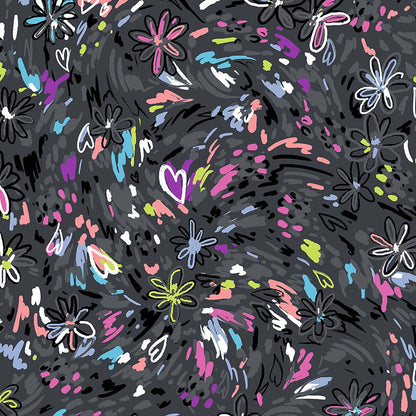 Doodle Heartsoul Print V Neck Scrub Top HS821 DDBM - Scrubs Select