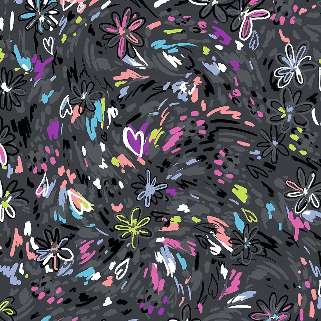 Doodle Heartsoul Print V Neck Scrub Top HS821 DDBM - Scrubs Select