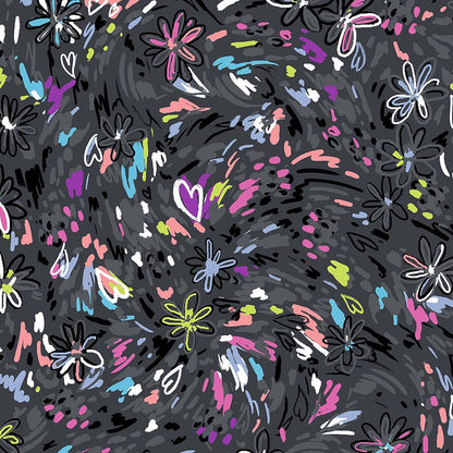 Doodle Heartsoul Print V Neck Scrub Top HS821 DDBM - Scrubs Select