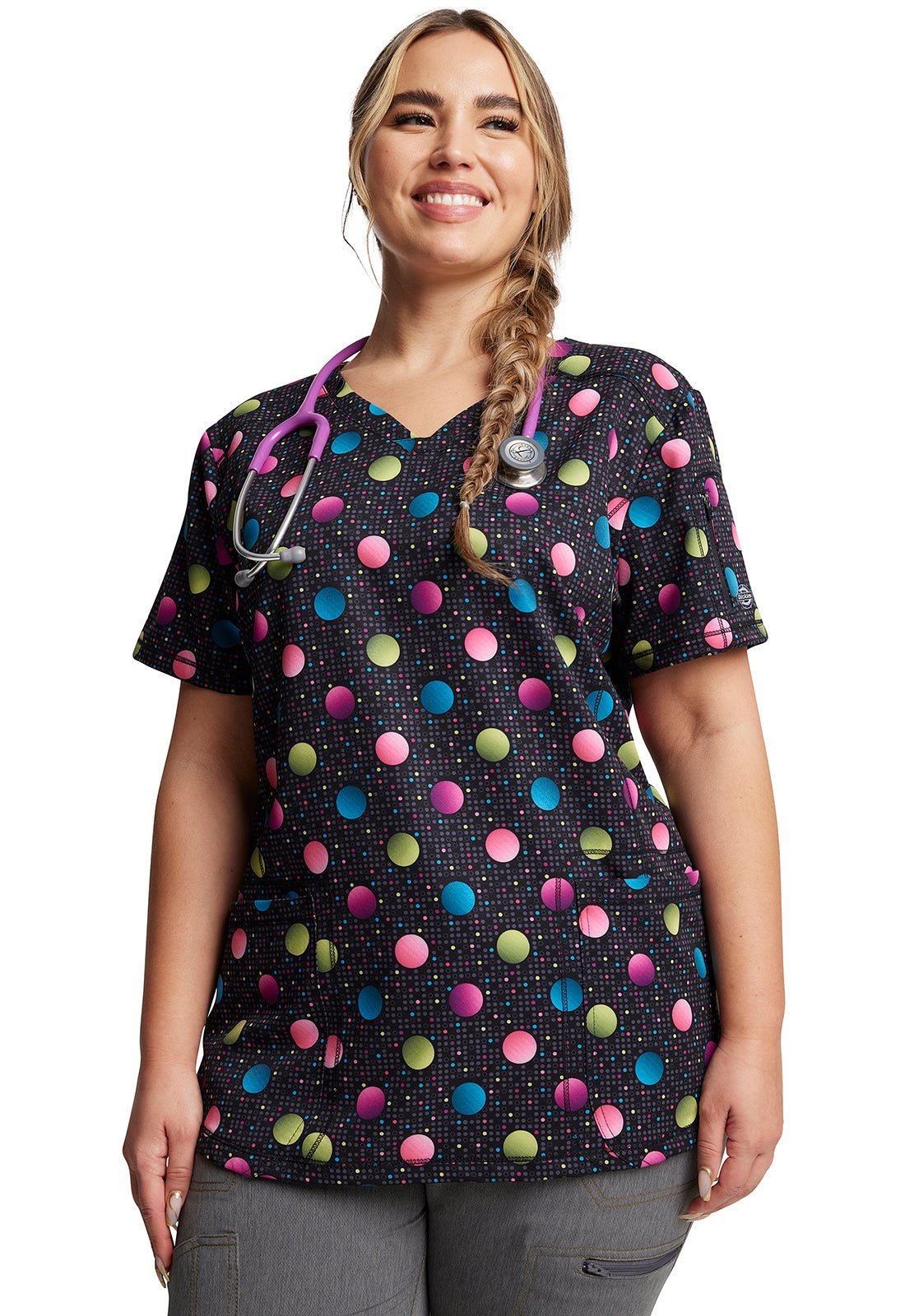 Dot's Dickies Dynamix Print V Neck Scrub Top DK731 DTPN - Scrubs Select