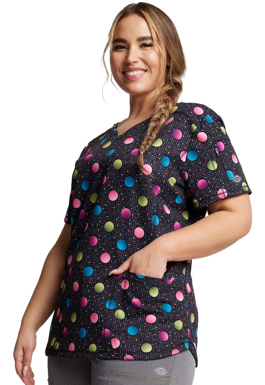 Dot's Dickies Dynamix Print V Neck Scrub Top DK731 DTPN - Scrubs Select