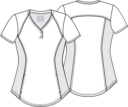 Dot's So Retro Cherokee Floral iFlex Print V Neck Knit Panel Scrub Top CK732 DTSR - Scrubs Select