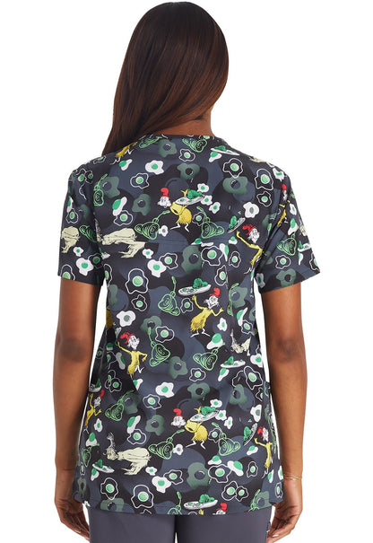 Dr. Seuss Cherokee Tooniforms Unisex V Neck Scrub Top TF687 SEDS - Scrubs Select