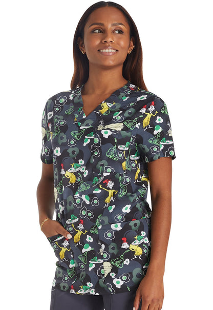 Dr. Seuss Cherokee Tooniforms Unisex V Neck Scrub Top TF687 SEDS - Scrubs Select