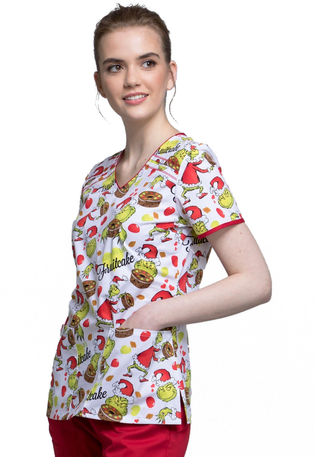 Dr. Seuss Tooniforms Christmas Licensed V Neck Scrub Top TF686 SECK - Scrubs Select