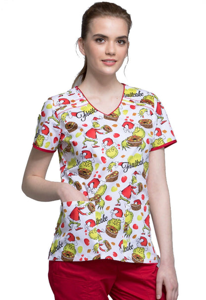 Dr. Seuss Tooniforms Christmas Licensed V Neck Scrub Top TF686 SECK - Scrubs Select