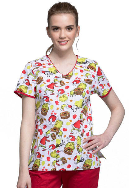 Dr. Seuss Tooniforms Christmas Licensed V Neck Scrub Top TF686 SECK - Scrubs Select