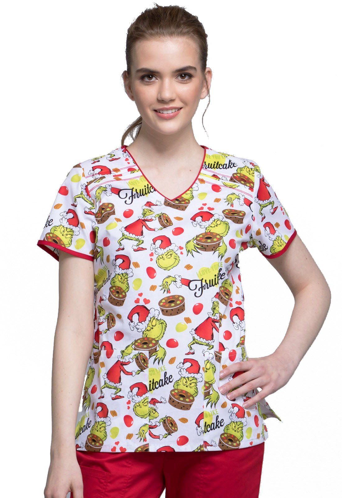 Dr. Seuss Tooniforms Christmas Licensed V Neck Scrub Top TF686 SECK - Scrubs Select
