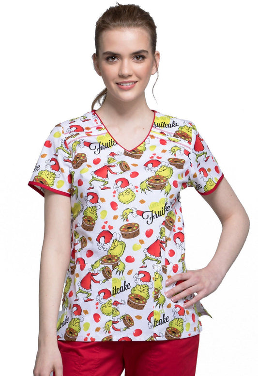 Dr. Seuss Tooniforms Christmas Licensed V Neck Scrub Top TF686 SECK - Scrubs Select