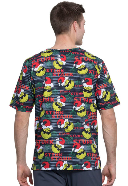 Dr. Seuss Tooniforms Licensed Christmas Unisex V Neck Scrub Top TF606 SEIN - Scrubs Select