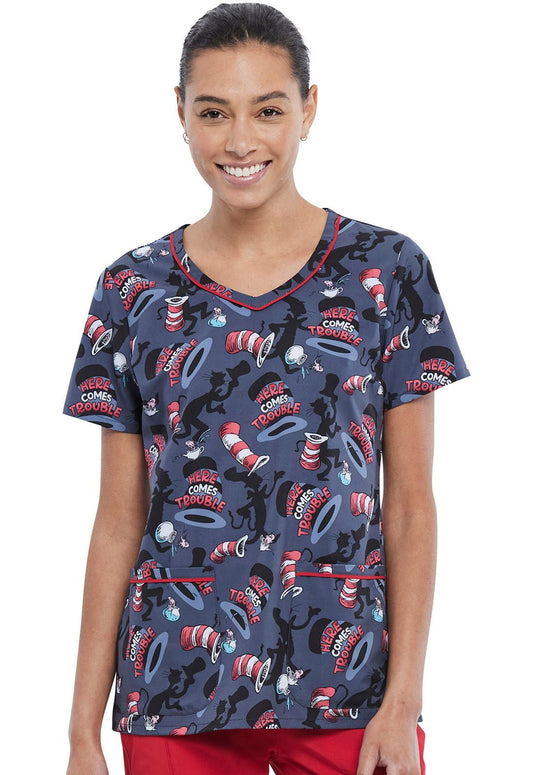 Dr. Seuss Tooniforms Licensed V Neck Scrub Top TF633 SEOM - Scrubs Select