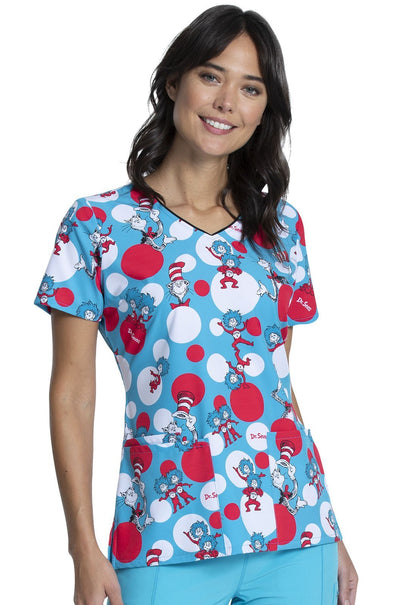 Dr. Seuss Tooniforms V Neck Medical Scrub Top TF614 SEOU - Scrubs Select