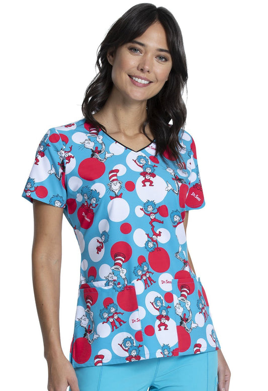 Dr. Seuss Tooniforms V Neck Medical Scrub Top TF614 SEOU - Scrubs Select