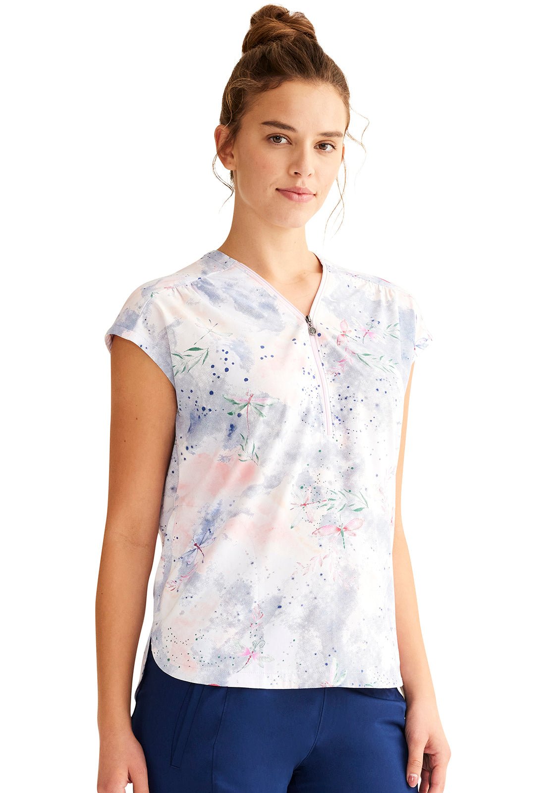 Dragon Fly Healing Hands Limited Edition Zip Front Scrub Top HH902 DGFL - Scrubs Select