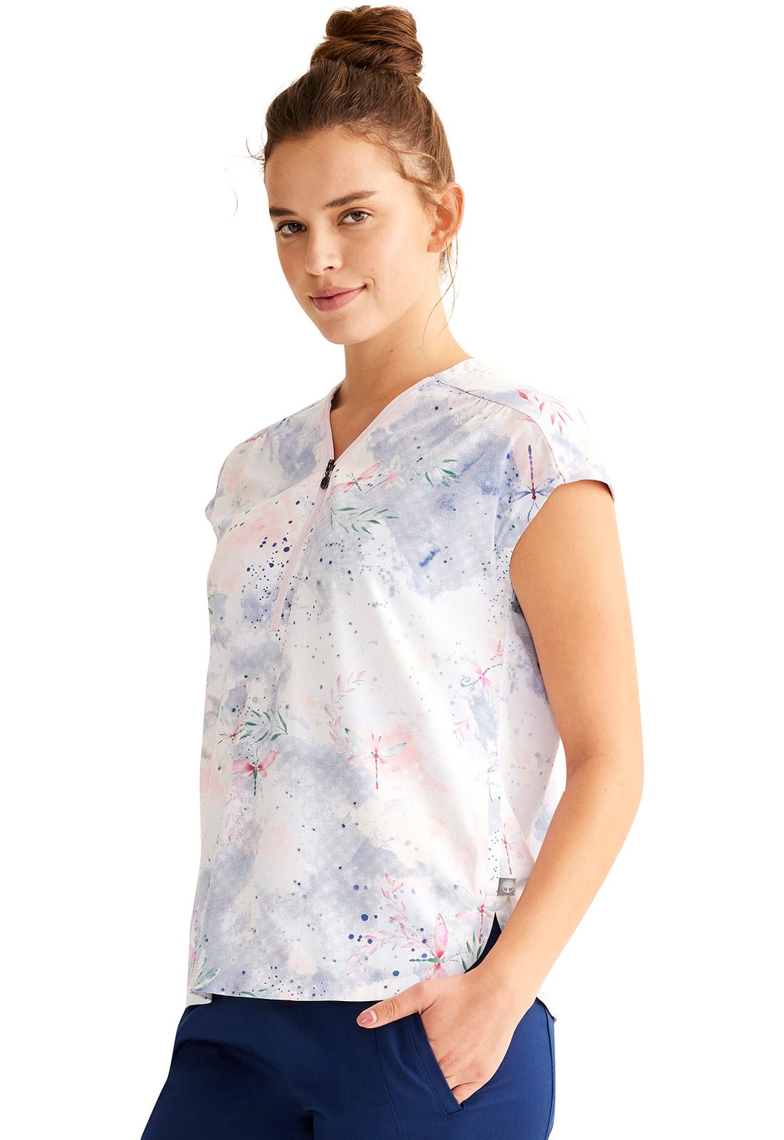 Dragon Fly Healing Hands Limited Edition Zip Front Scrub Top HH902 DGFL - Scrubs Select