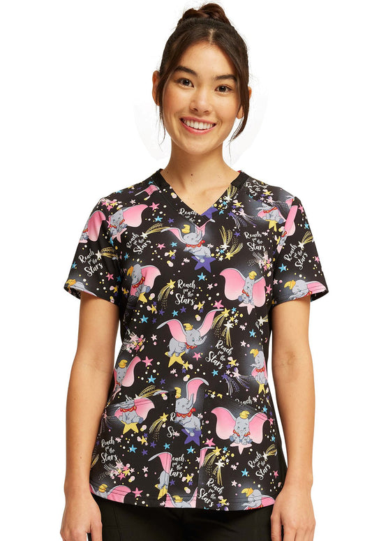 Dumbo High Flyer Tooniforms Disney V Neck Scrub Top TF780 DUHF - Scrubs Select
