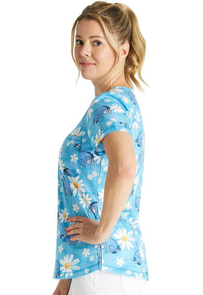 Eeyore Cherokee Tooniforms Disney Rounded V Neck Scrub Top TF786 PHVM - Scrubs Select