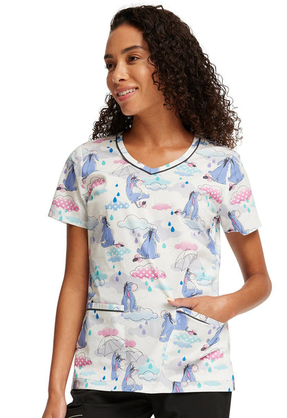 Eeyore Sunshower Tooniforms Licensed Disney Winnie The Pooh V Neck Scrub Top TF633 PHOW - Scrubs Select