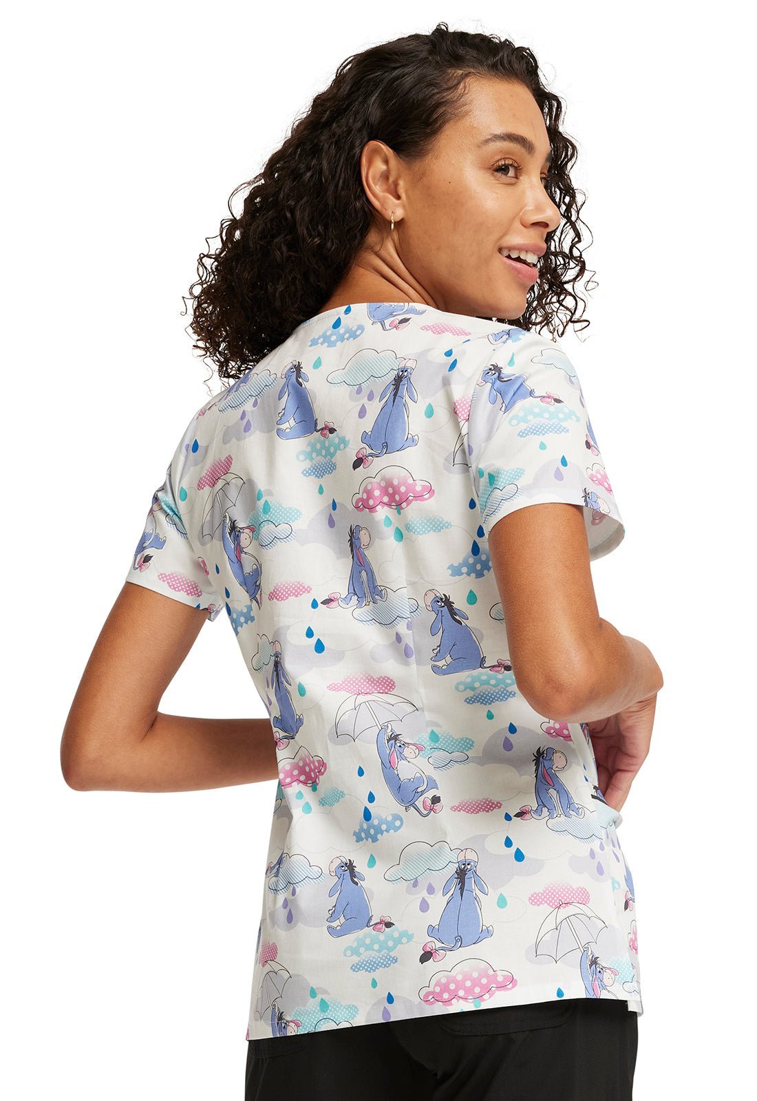 Eeyore Sunshower Tooniforms Licensed Disney Winnie The Pooh V Neck Scrub Top TF633 PHOW - Scrubs Select