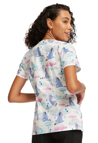 Eeyore Sunshower Tooniforms Licensed Disney Winnie The Pooh V Neck Scrub Top TF633 PHOW - Scrubs Select