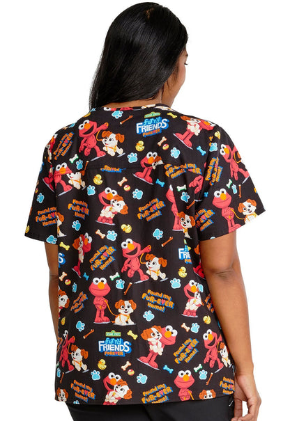 Elmo Cherokee Tooniforms Sesame Street V Neck Scrub Top TF738 SWVM - Scrubs Select