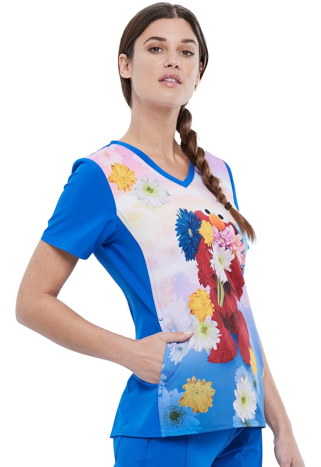 Elmo Tooniforms Licensed Sesame Street V - Neck Scrub Top TF627 SWMF - Scrubs Select