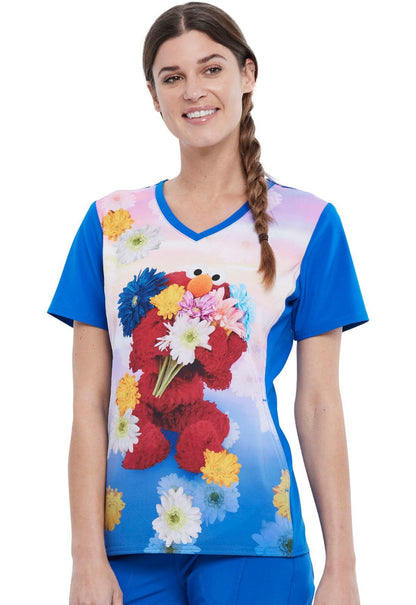 Elmo Tooniforms Licensed Sesame Street V - Neck Scrub Top TF627 SWMF - Scrubs Select