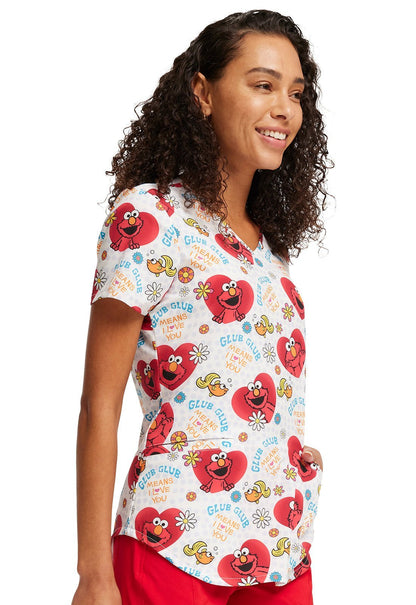 Elmo Tooniforms Licensed Sesame Street V Neck Scrub Top TF737 SWGG - Scrubs Select