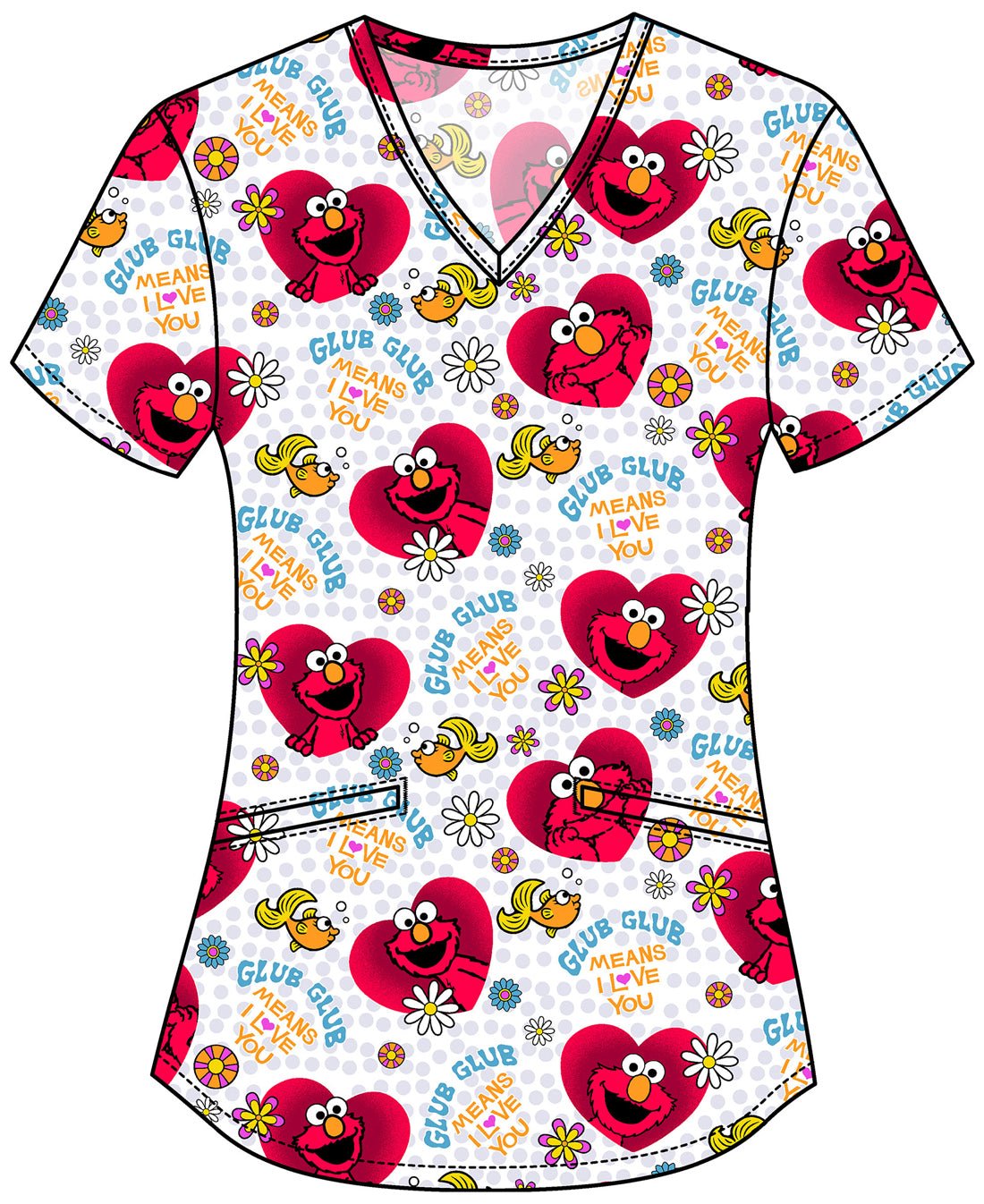 Elmo Tooniforms Licensed Sesame Street V Neck Scrub Top TF737 SWGG - Scrubs Select